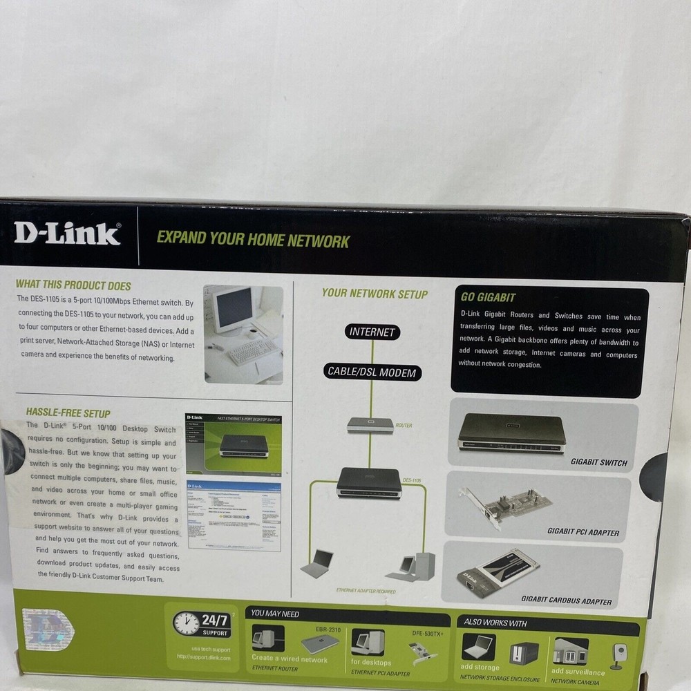 Switch D-Link Ethernet Gigabit 5 Port DES1105 External Ethernet 10/100 Complete - Picture 5 of 7
